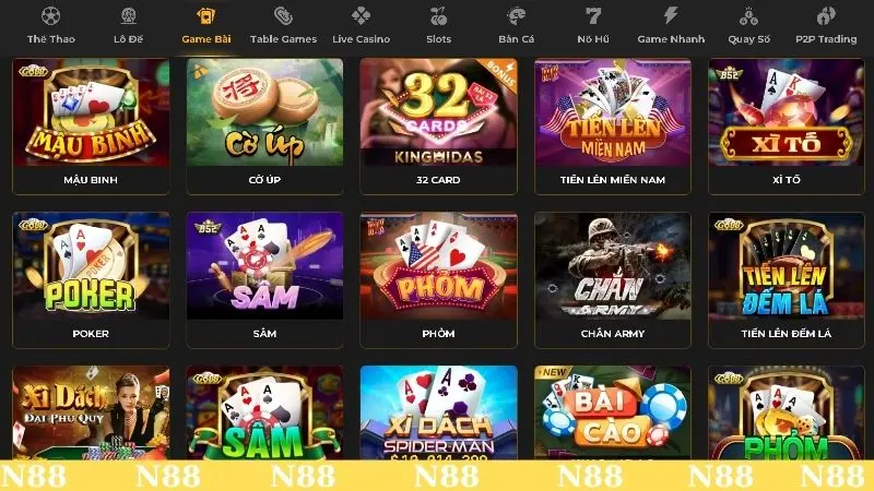 Game bài đối chiến N88 cực kịch tính